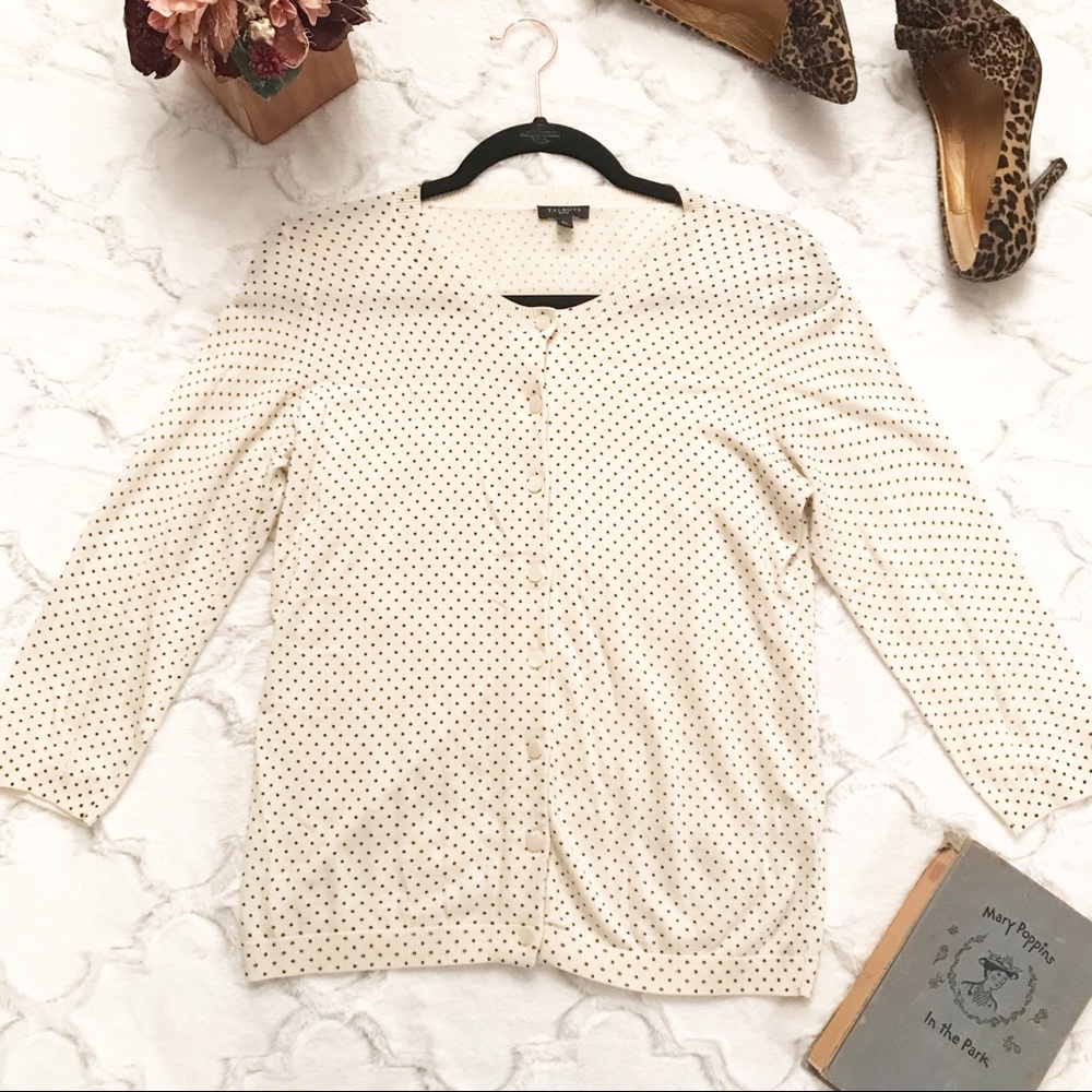 Talbots Polka Dot 3/4 Sleeve Cardigan